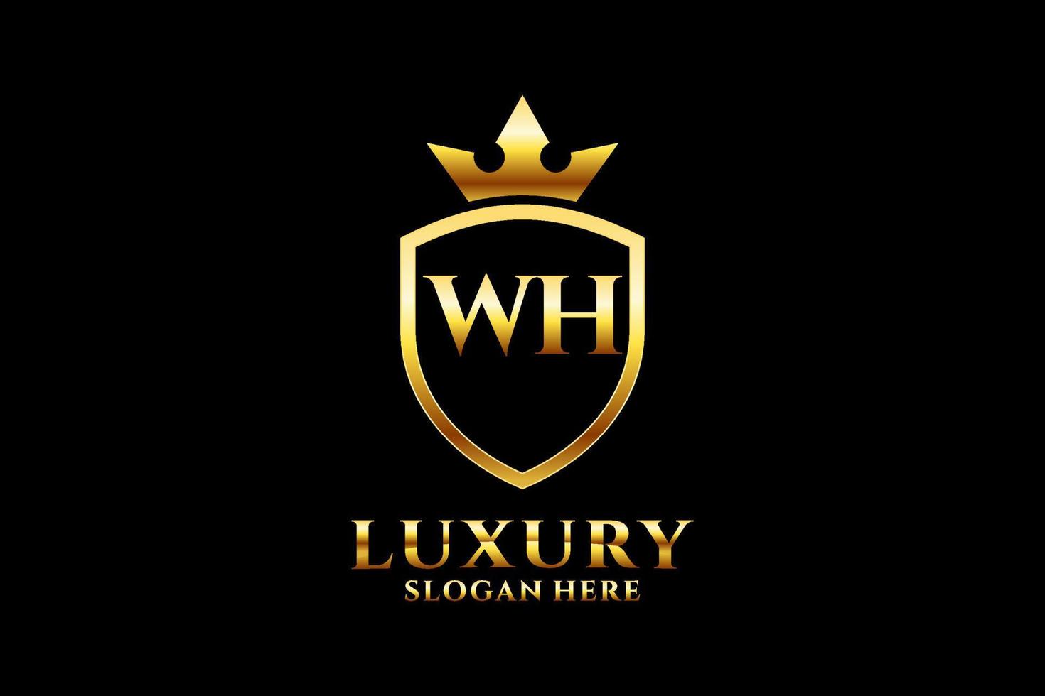 eerste wie? elegant luxe monogram logo of insigne sjabloon met scrollt en Koninklijk kroon - perfect voor luxueus branding projecten vector