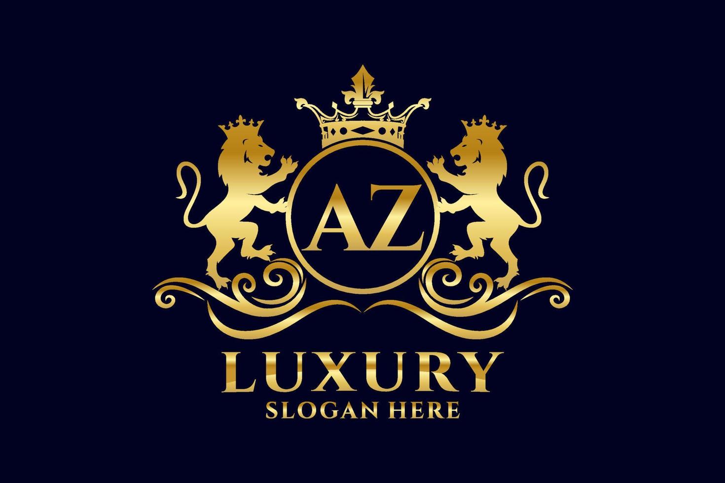 eerste az brief leeuw Koninklijk luxe logo sjabloon in vector kunst voor luxueus branding projecten en andere vector illustratie.