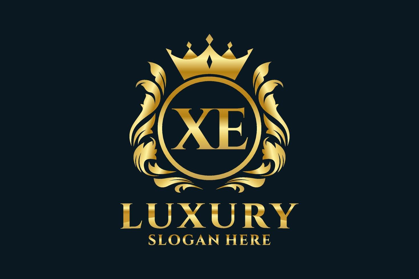eerste xe brief Koninklijk luxe logo sjabloon in vector kunst voor luxueus branding projecten en andere vector illustratie.
