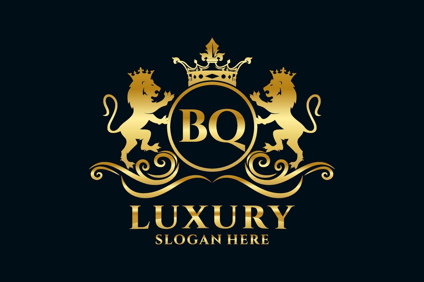 eerste bq brief leeuw Koninklijk luxe logo sjabloon in vector kunst voor luxueus branding projecten en andere vector illustratie.