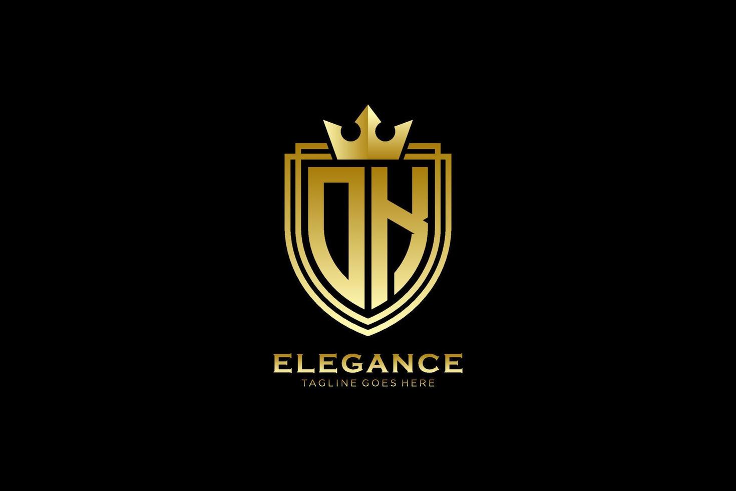 eerste OK elegant luxe monogram logo of insigne sjabloon met scrollt en Koninklijk kroon - perfect voor luxueus branding projecten vector