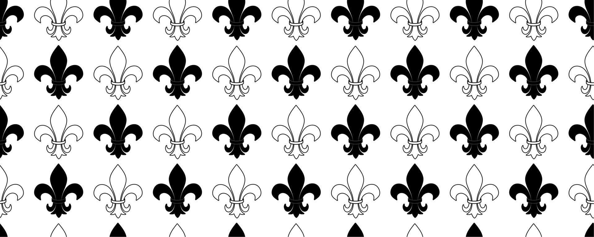 zwart wit fleur de lis naadloos patroon vector