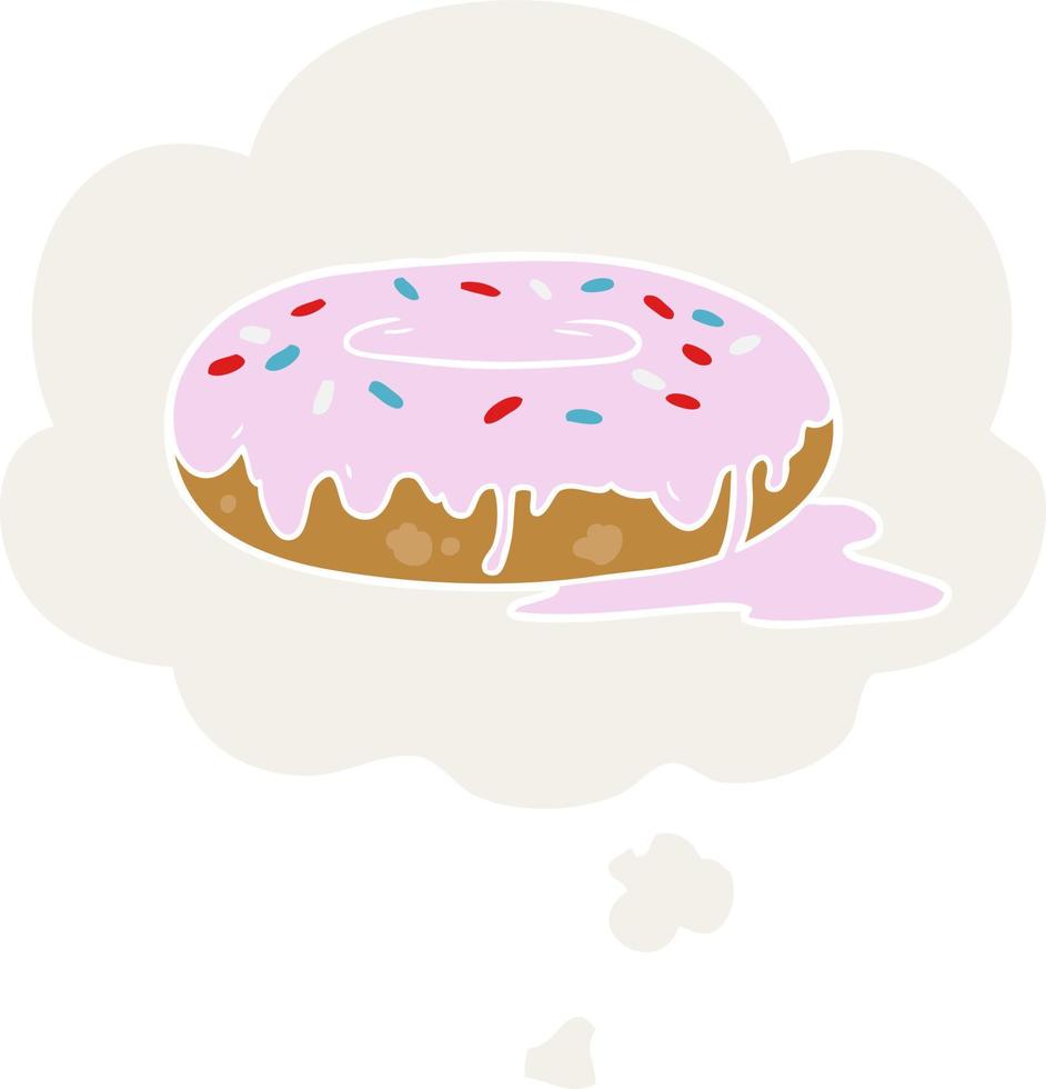 cartoon donut en gedachte bel in retro stijl vector