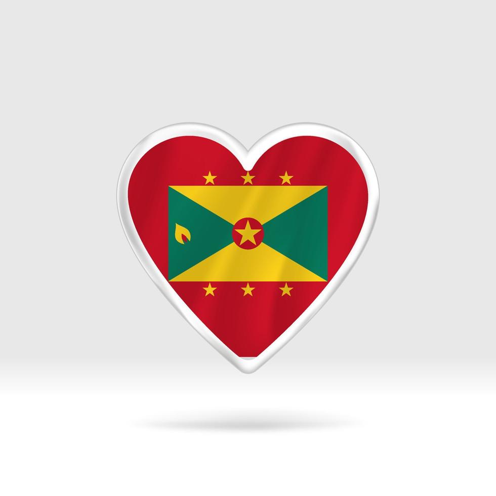 hart van Grenada vlag. zilver knop ster en vlag sjabloon. gemakkelijk bewerken en vector in groepen. nationaal vlag vector illustratie Aan wit achtergrond.
