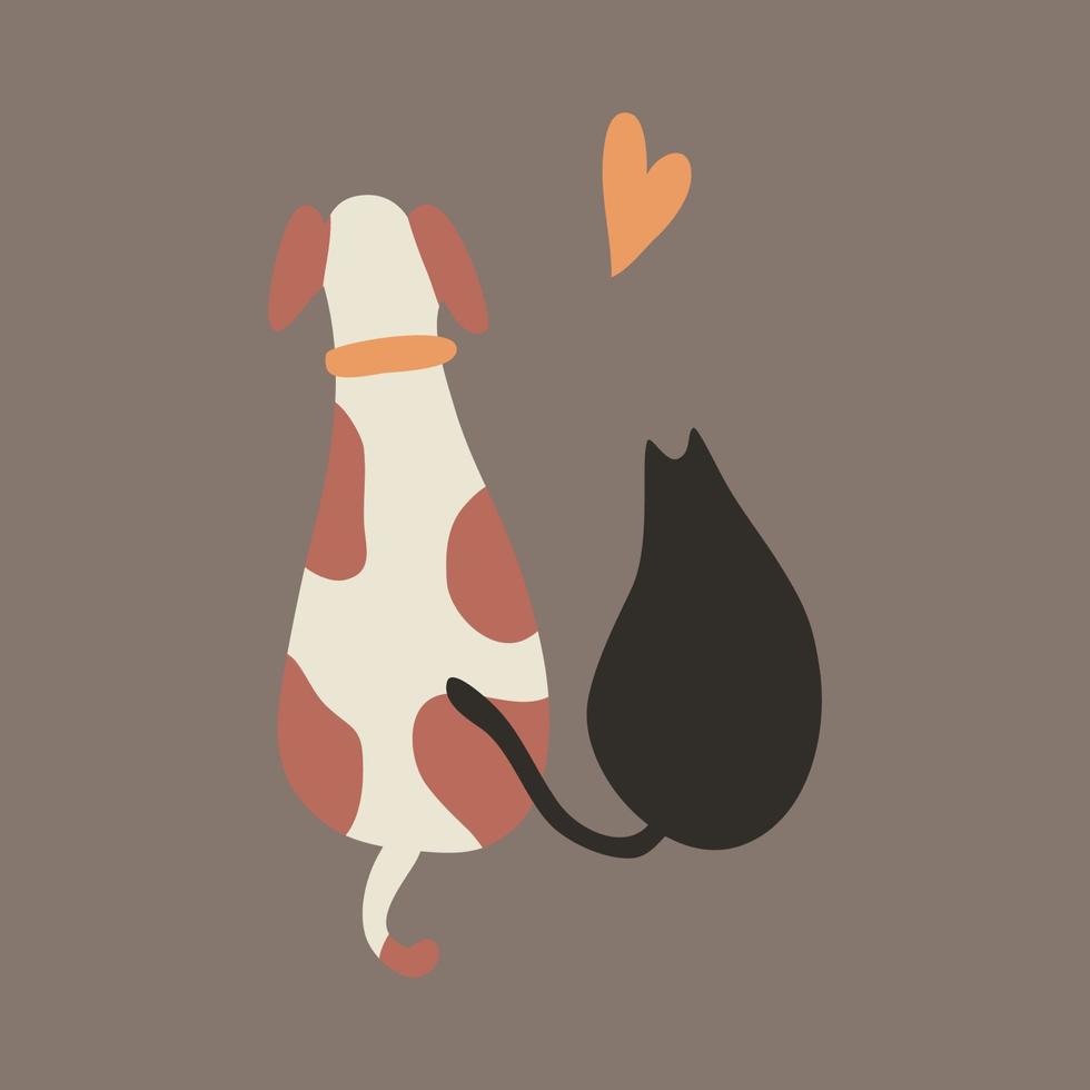hond en kat in liefde vector