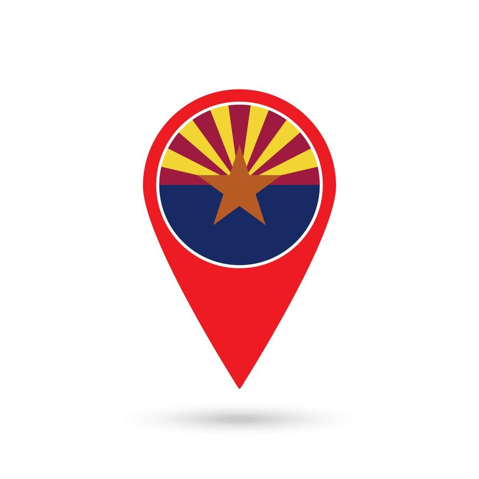 kaart wijzer met vlag van Arizona. vector illustratie.