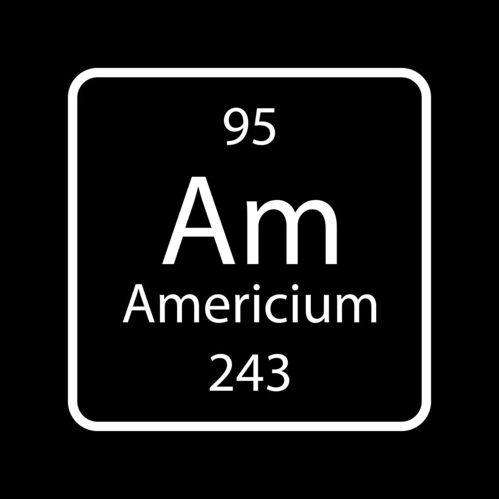 americium symbool. scheikundig element van het periodiek systeem. vectorillustratie. vector