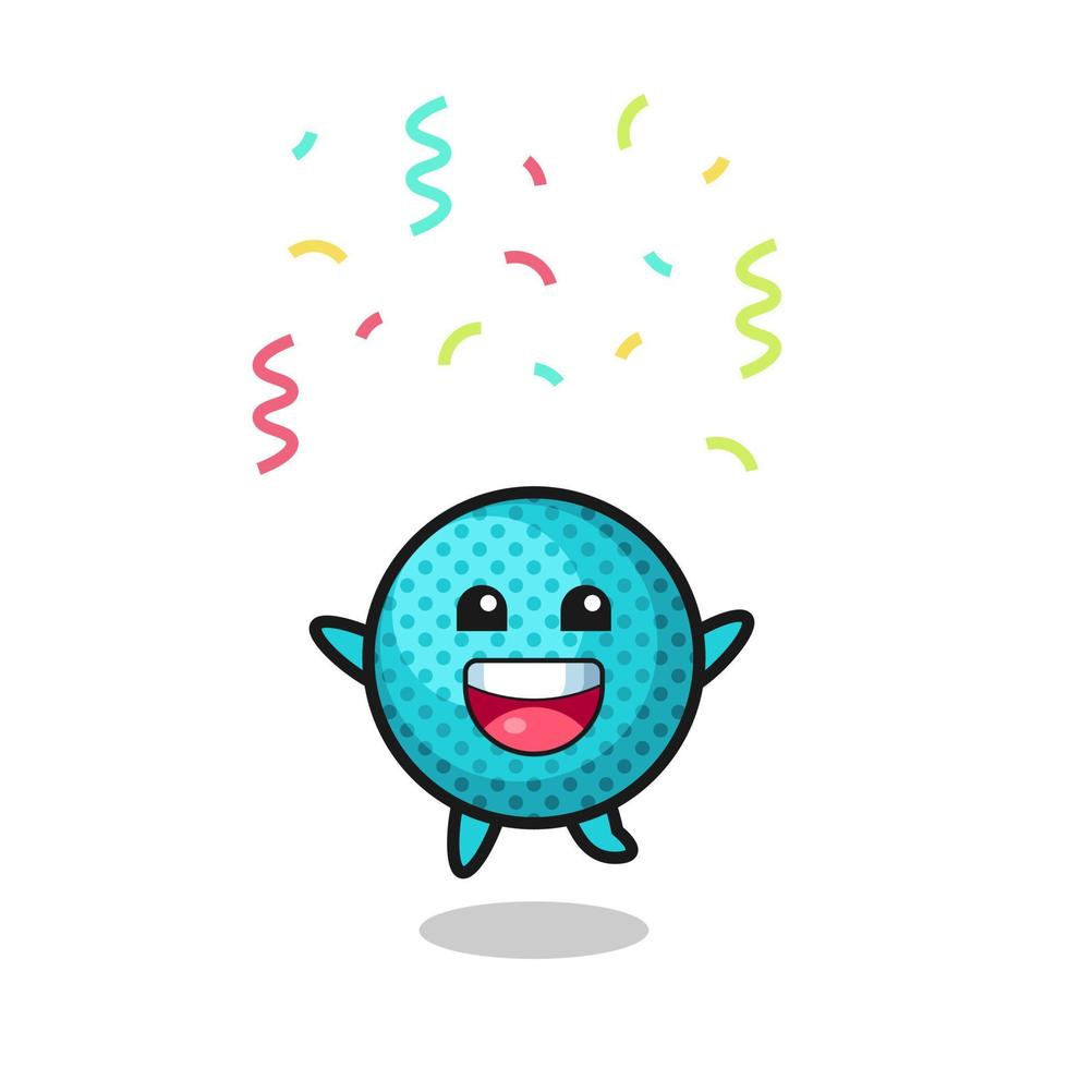 gelukkig stekelig bal mascotte jumping voor felicitatie met kleur confetti vector