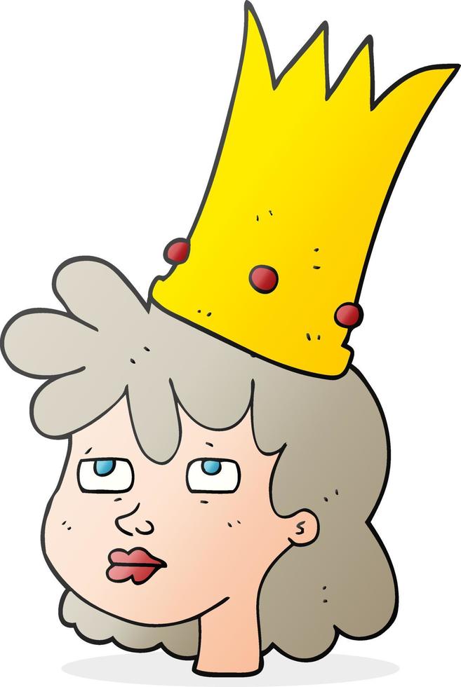 uit de vrije hand getrokken tekenfilm koningin met kroon vector