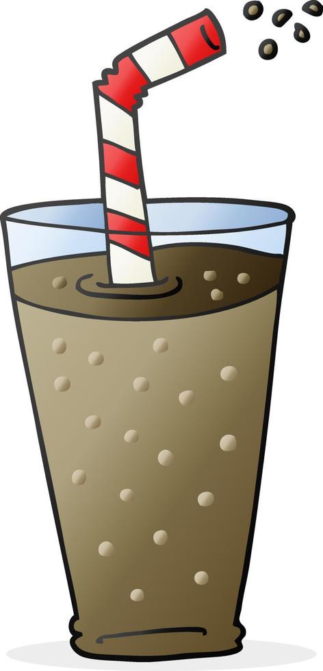uit de vrije hand getrokken tekenfilm koolzuurhoudend drinken in glas vector