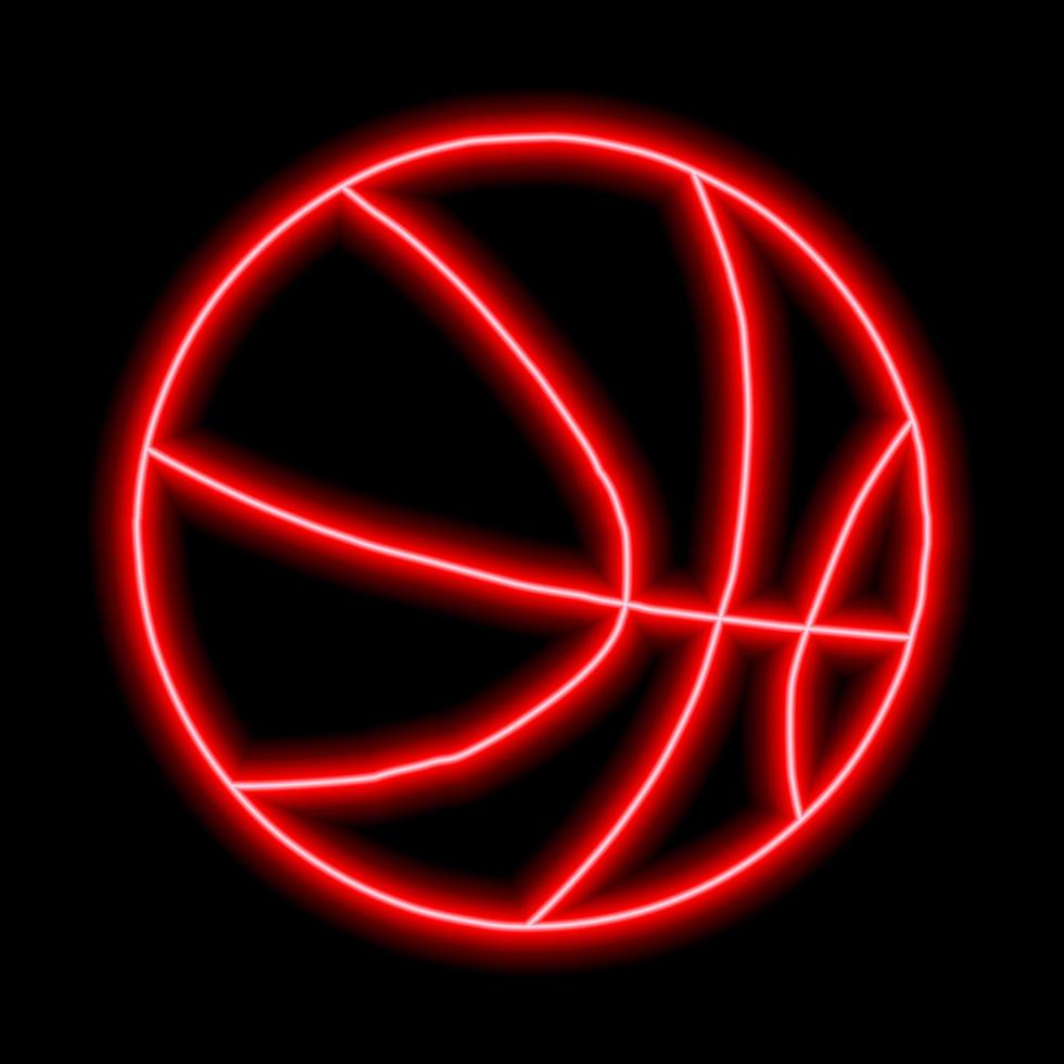 neon rood het formulier van basketbal Aan een zwart achtergrond vector