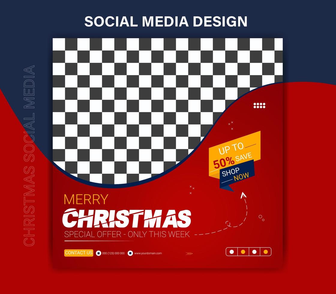 vrolijk Kerstmis en gelukkig nieuw jaar voor sociaal media post sjabloon vector