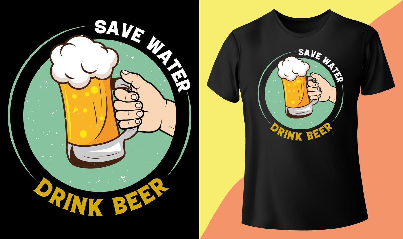 opslaan water drinken bier, grappig bier geliefden t-shirt ontwerp Holding bier glas, geschikt voor ieder peul plaats vector