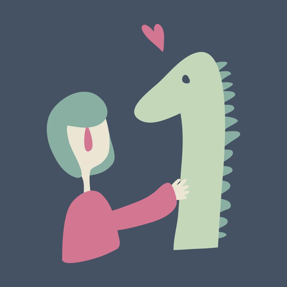 meisje wie liefdes dinosaurussen vector