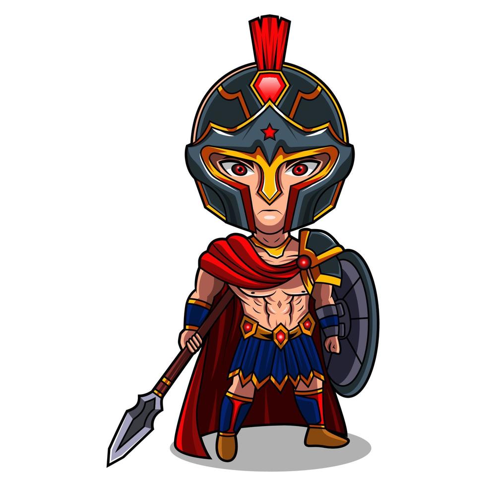 Ares chibi mascotte logo ontwerp vector