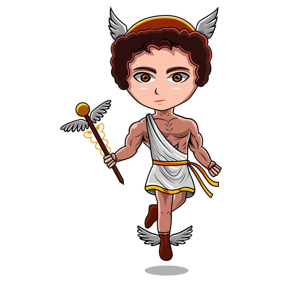 Hermes chibi mascotte logo ontwerp vector