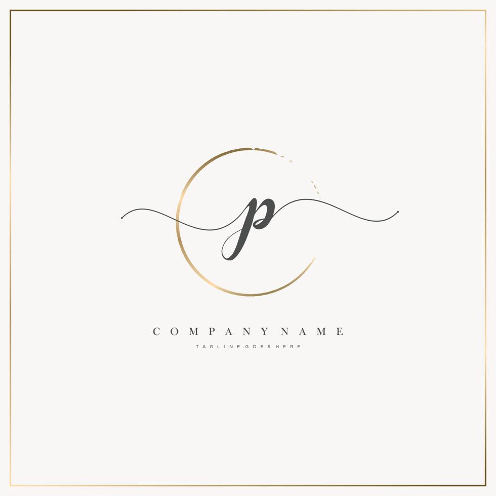 p eerste brief handschrift logo hand- getrokken sjabloon vector, logo voor schoonheid, cosmetica, bruiloft, mode en bedrijf vector