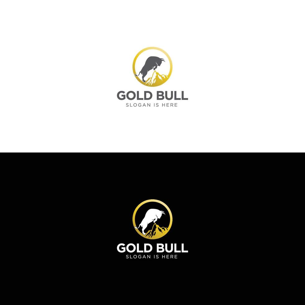goud stier mijnbouw logo ontwerp vector