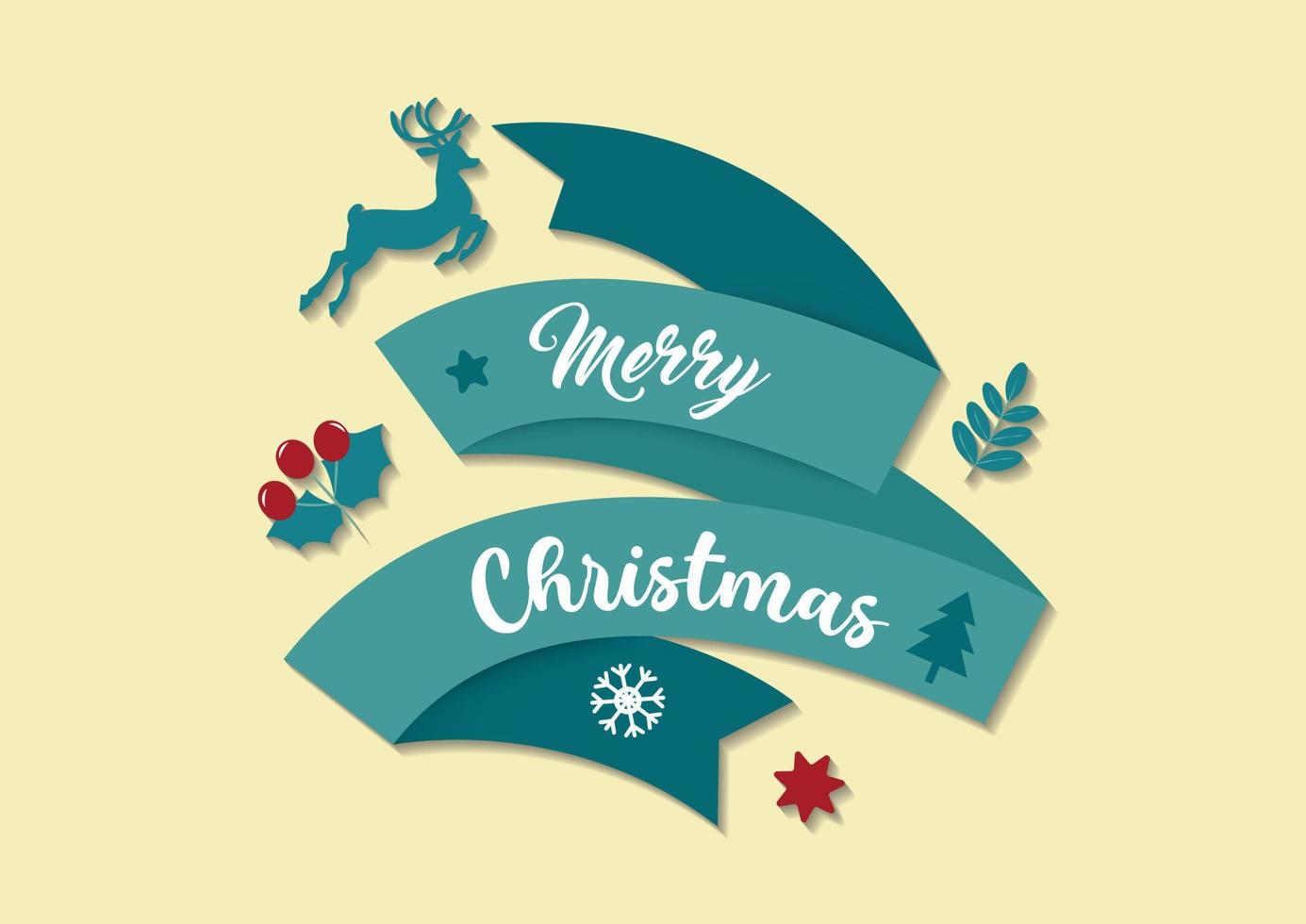 vrolijk Kerstmis ontwerp sjabloon silhouet rendier lint Kerstmis decoratie elementen vector