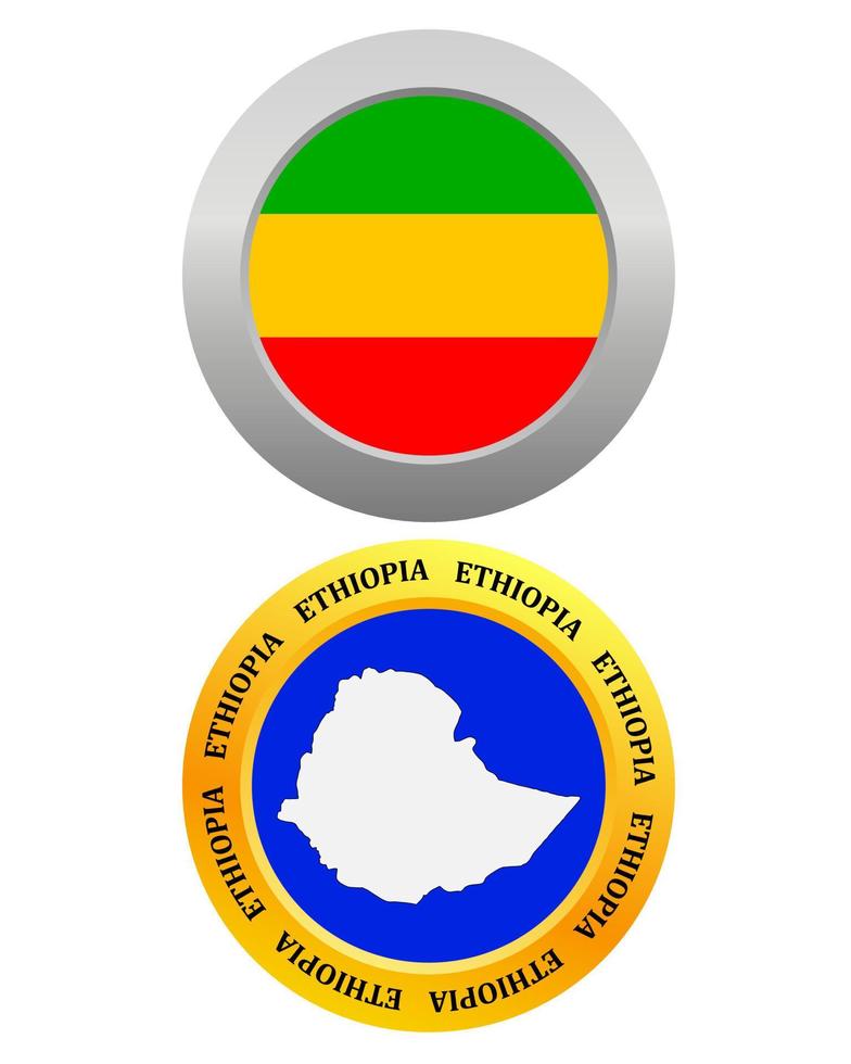 knop net zo een symbool Ethiopië vlag en kaart Aan een wit achtergrond vector