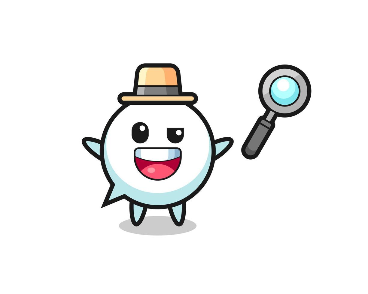 illustratie van de toespraak bubbel mascotte net zo een detective wie beheert naar oplossen een geval vector