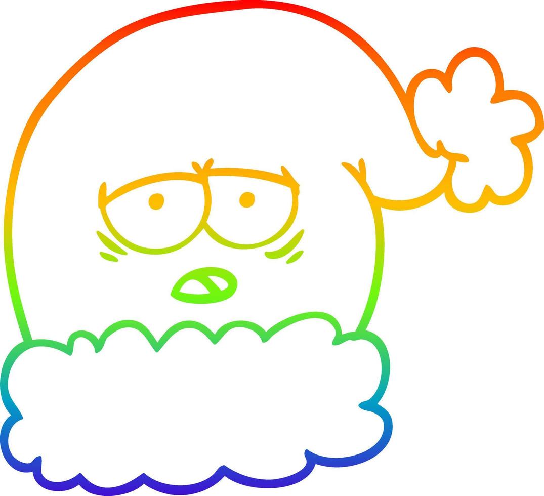 regenboog helling lijn tekening tekenfilm Kerstmis de kerstman hoed met moe gezicht vector