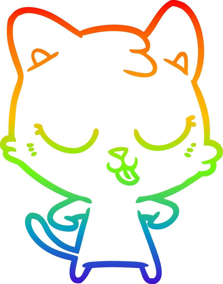 regenbooggradiënt lijntekening happy cartoon kat vector