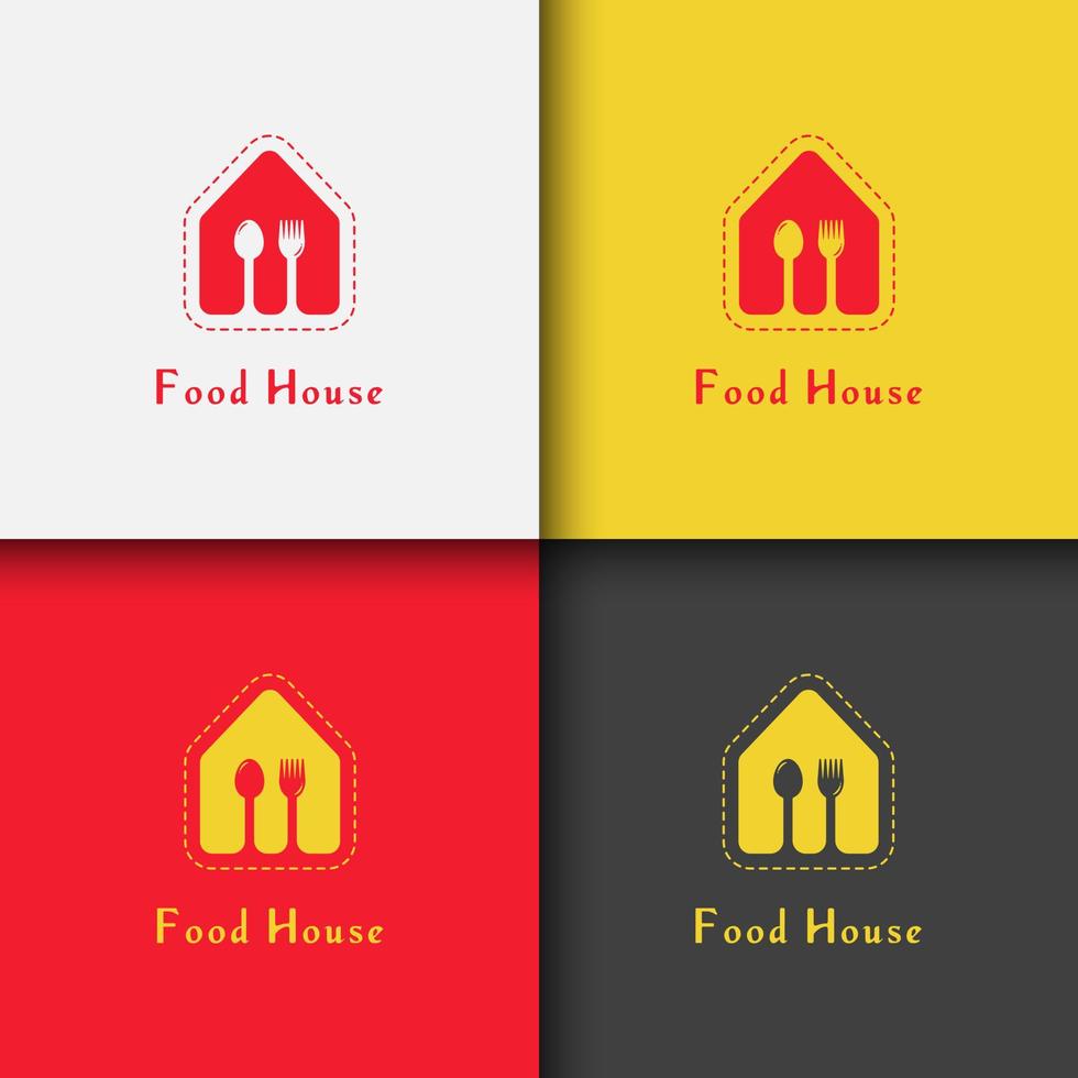 restaurant, voedsel huis met lepel en vork logo ontwerp sjabloon vector