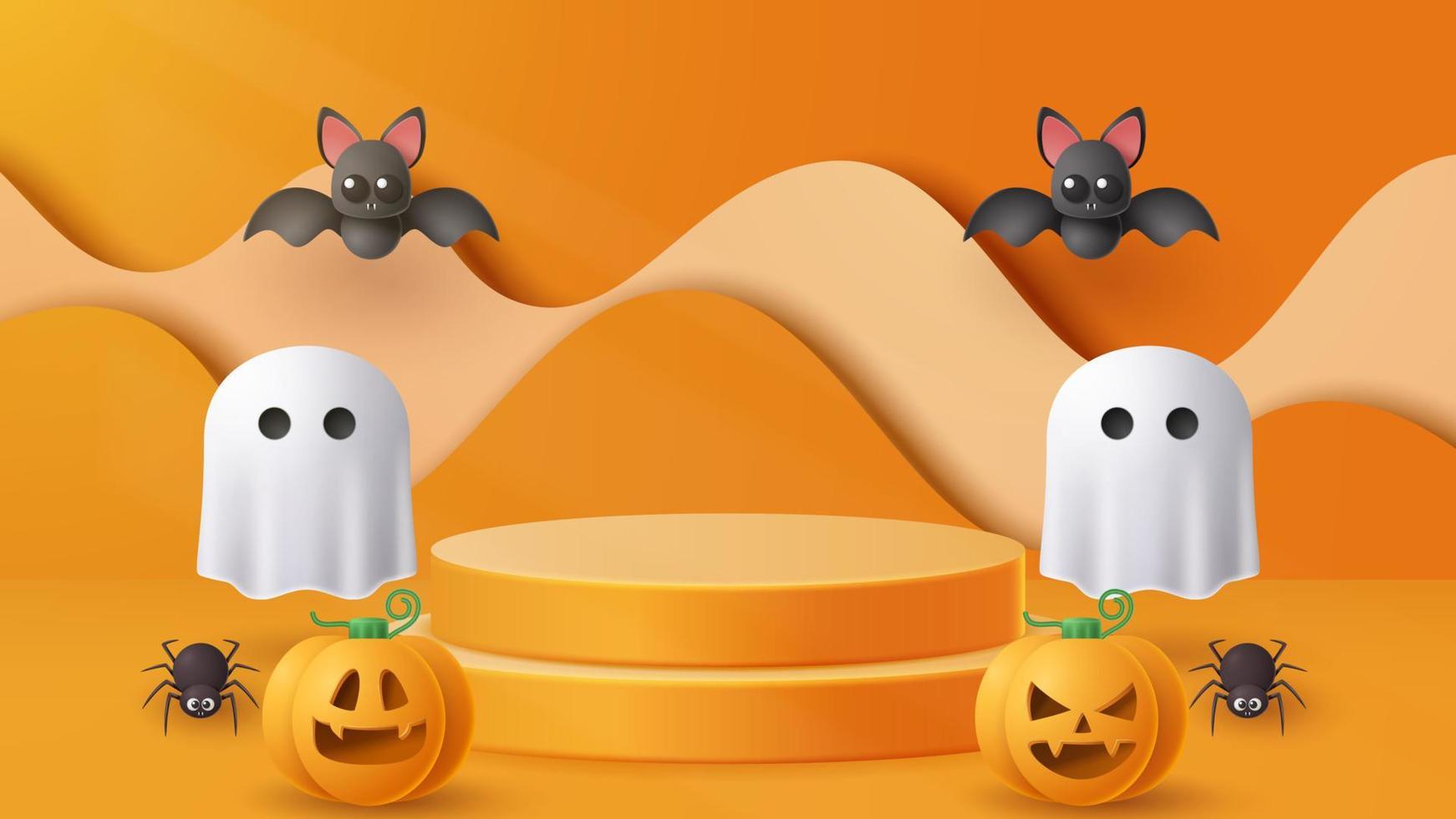 halloween Scherm podium decoratie achtergrond met eng ornament. vector 3d illustratie