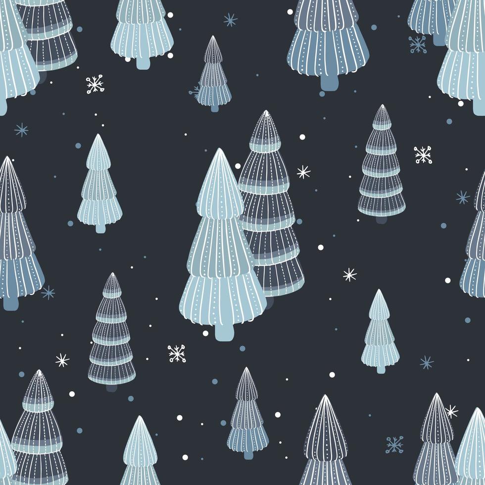 winter naadloos patroon. vector schattig illustraties van natuur, landschap, bomen voor een nieuw jaar en Kerstmis achtergrond.