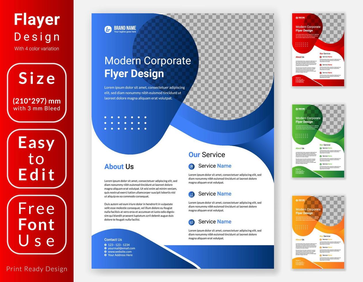 creatief modern bedrijf folder sjabloon ontwerp. a4 zakelijke brochure ontwerp met vier kleur variatie. vector