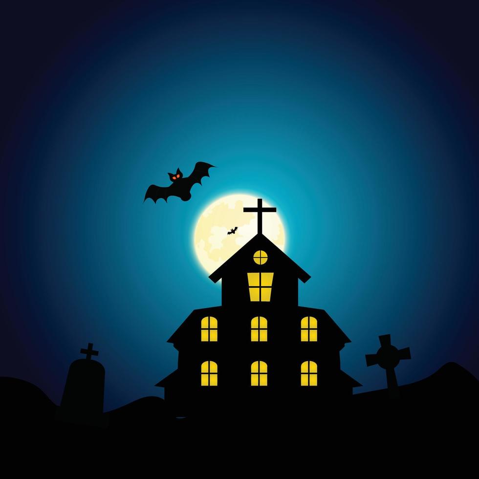 halloween gejaagd huis vlak ontwerp vector