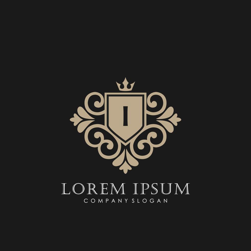 ik eerste brief luxe logo sjabloon in vector kunst voor restaurant, royalty, boetiek, cafe, hotel, heraldisch, sieraden, mode en andere vector illustratie.