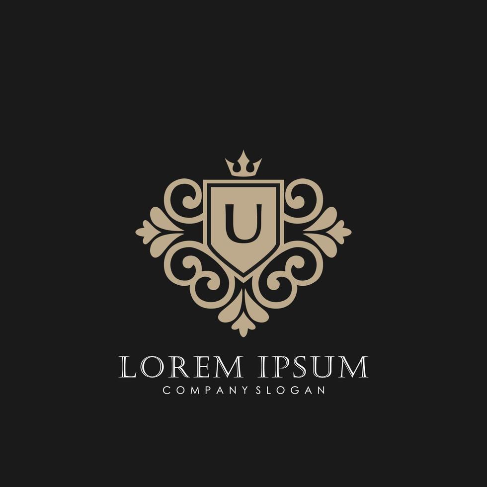 u eerste brief luxe logo sjabloon in vector kunst voor restaurant, royalty, boetiek, cafe, hotel, heraldisch, sieraden, mode en andere vector illustratie.