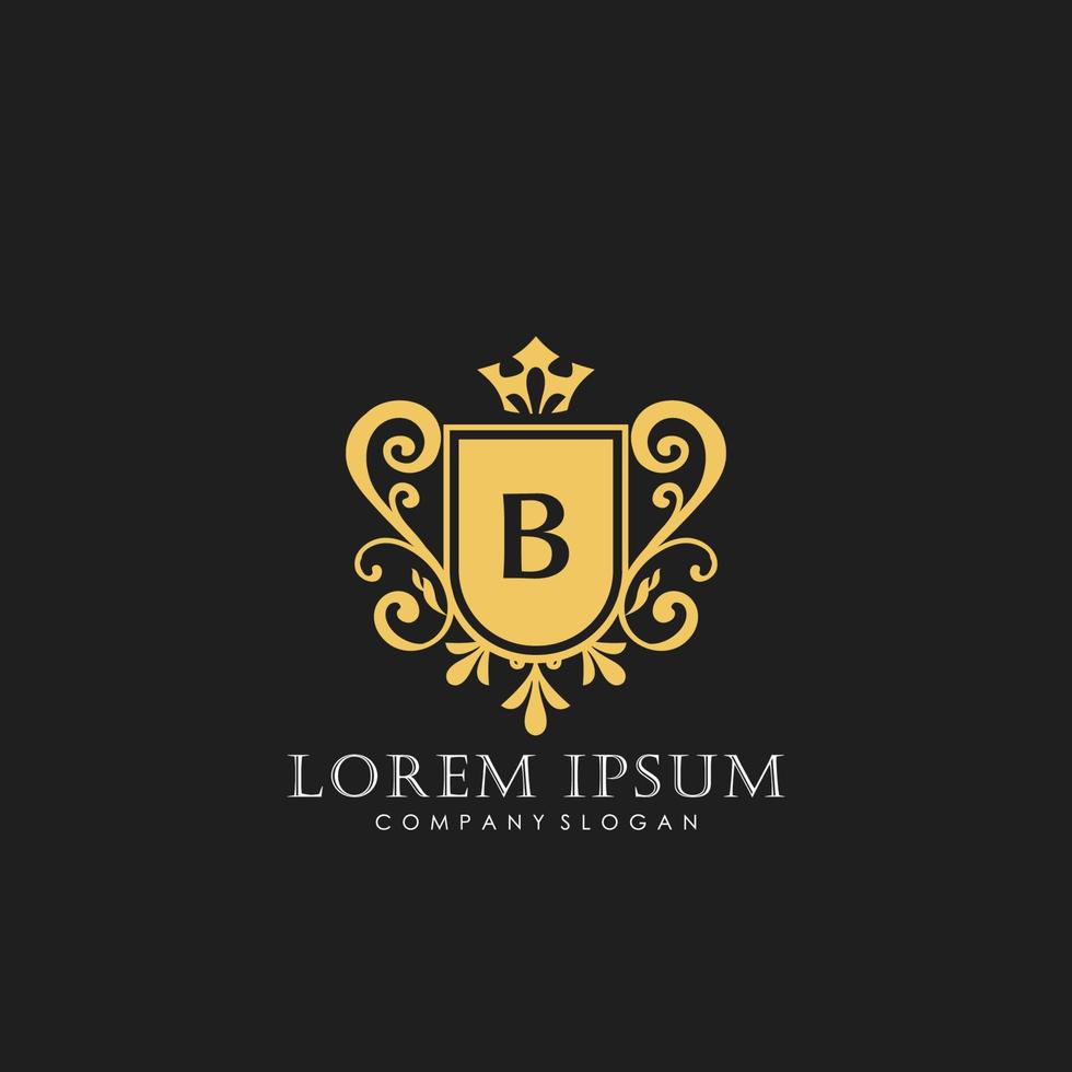 b eerste brief luxe logo sjabloon in vector kunst voor restaurant, royalty, boetiek, cafe, hotel, heraldisch, sieraden, mode en andere vector illustratie.