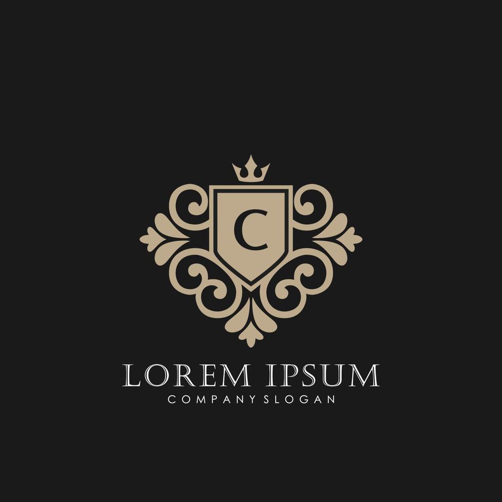 c eerste brief luxe logo sjabloon in vector kunst voor restaurant, royalty, boetiek, cafe, hotel, heraldisch, sieraden, mode en andere vector illustratie.