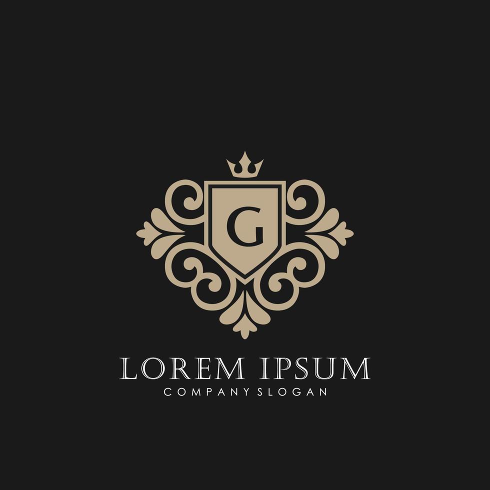 g eerste brief luxe logo sjabloon in vector kunst voor restaurant, royalty, boetiek, cafe, hotel, heraldisch, sieraden, mode en andere vector illustratie.