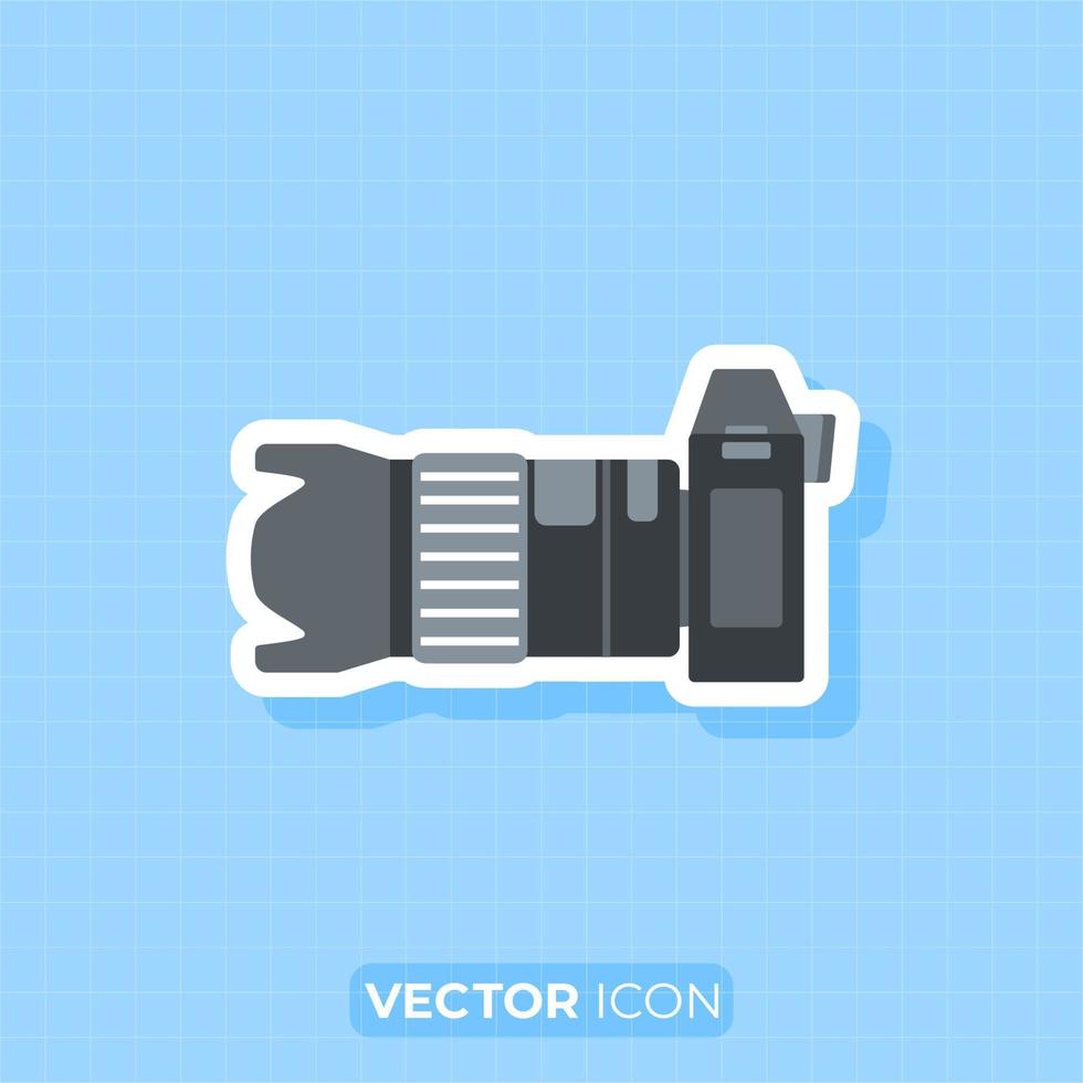 camera met lens icoon, kant visie van camera, vlak ontwerp element. vector