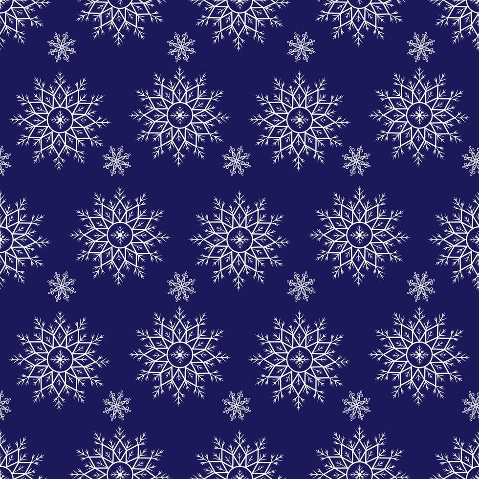 vector patroon met sneeuwvlokken Aan een blauw achtergrond. naadloos patroon voor nieuw jaar en kerstmis. geschikt voor achtergrond en omhulsel papier, kleding stof in winter versie. wijnoogst decoratief elementen.