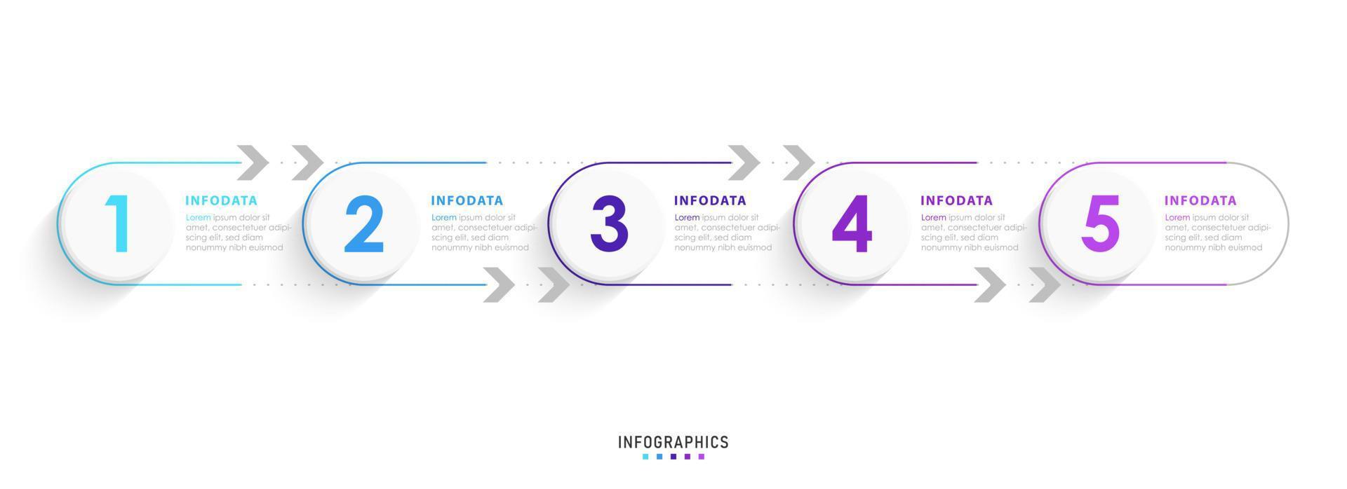 vector infographic labelontwerpsjabloon met pictogrammen en 5 opties of stappen. kan worden gebruikt voor procesdiagram, presentaties, workflowlay-out, banner, stroomschema, infografiek.