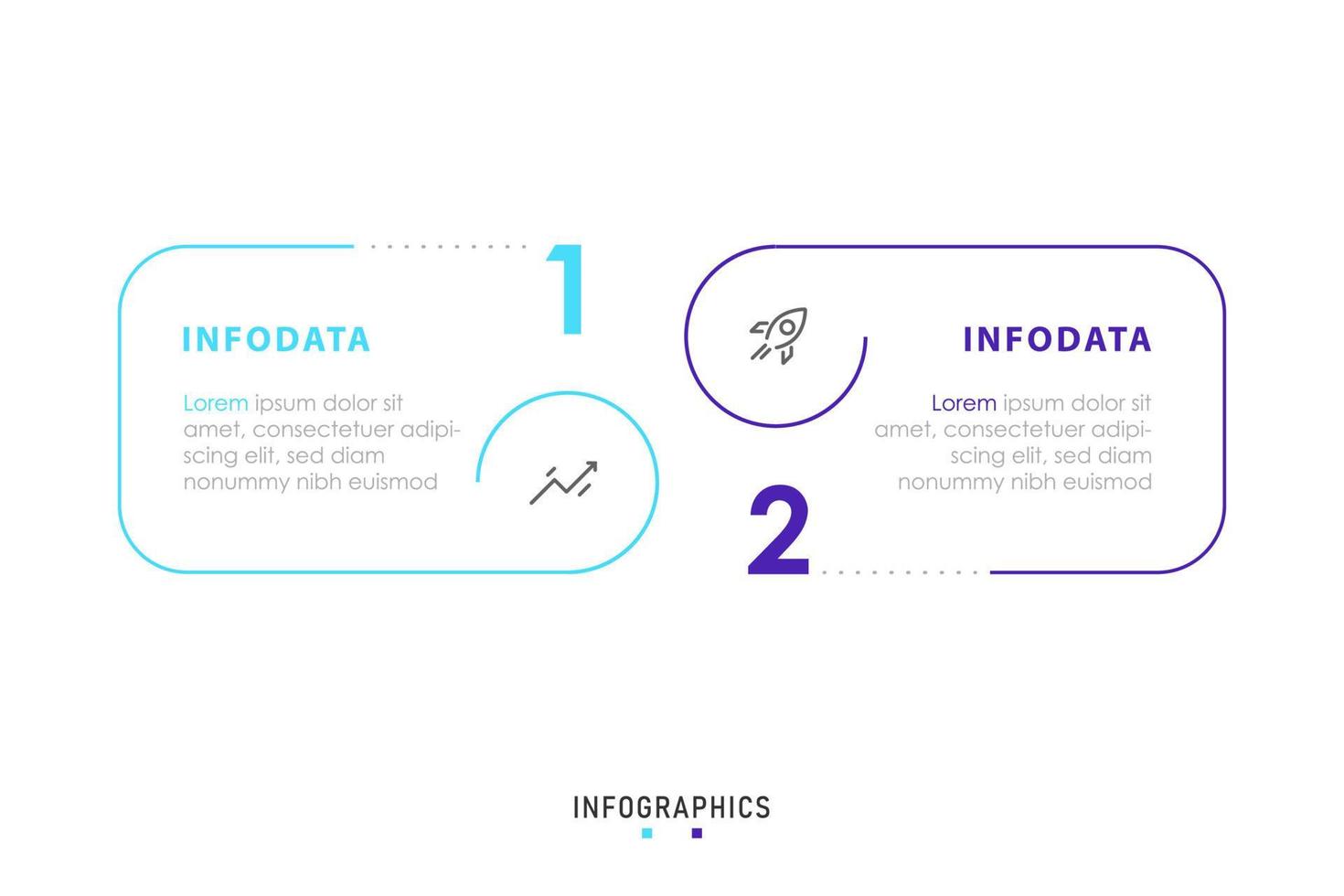 vector infographic labelontwerpsjabloon met pictogrammen en 2 opties of stappen. kan worden gebruikt voor procesdiagram, presentaties, workflowlay-out, banner, stroomschema, infografiek.