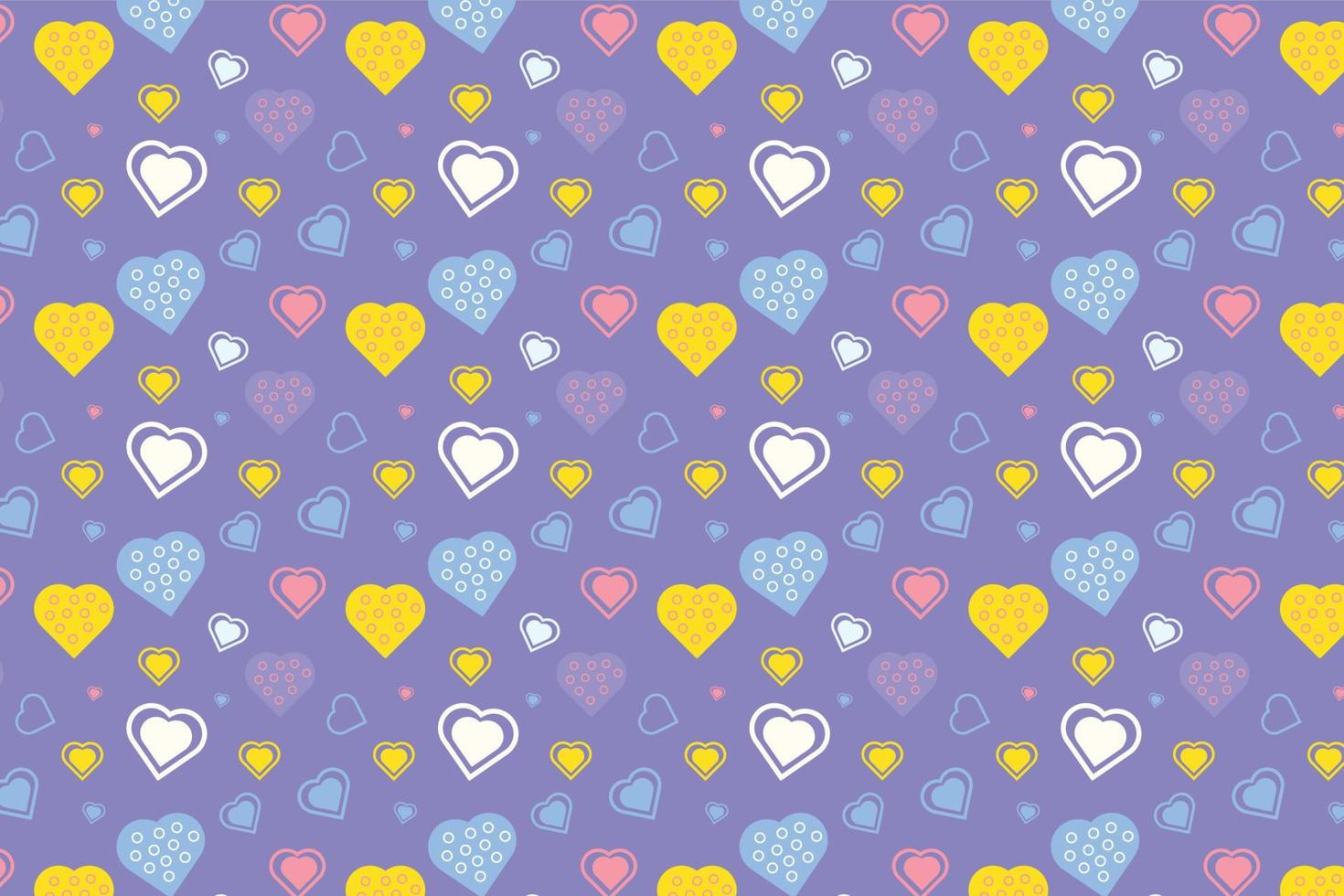 abstract liefde patroon vector Aan een Purper achtergrond. valentijnsdag dag liefde patroon decoratie met verschillend hart vormen. naadloos liefde patroon element voor boek dekt, achtergronden, en geschenk kaarten.