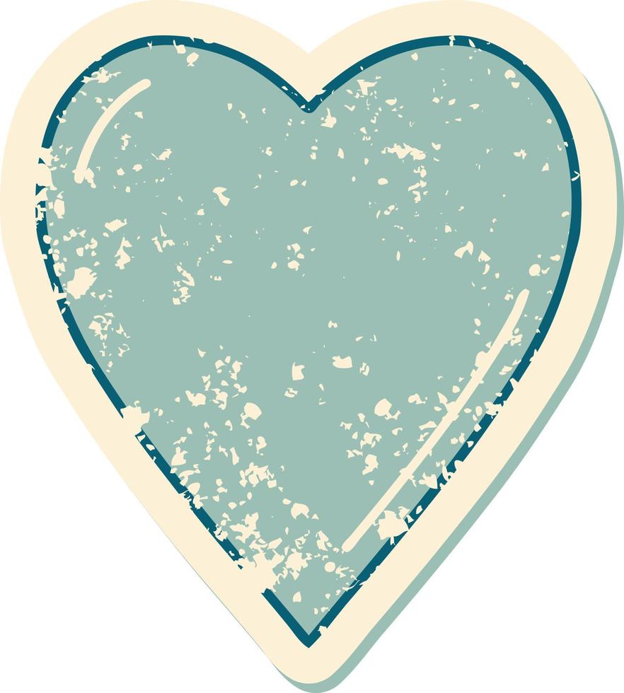 iconisch verontrust sticker tatoeëren stijl beeld van een hart vector