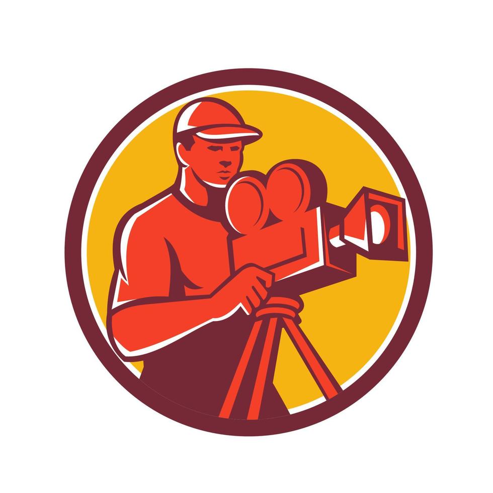 cameraman wijnoogst film film camera cirkel retro vector