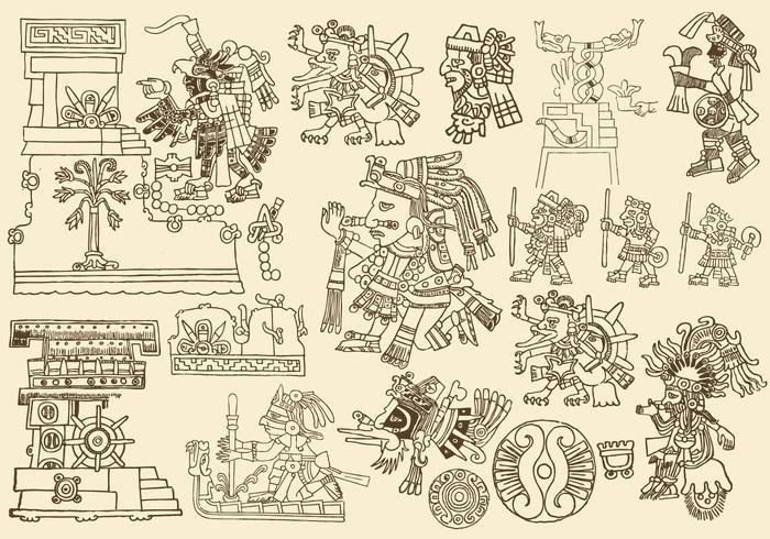 Antieke Azteken Tekeningen vector