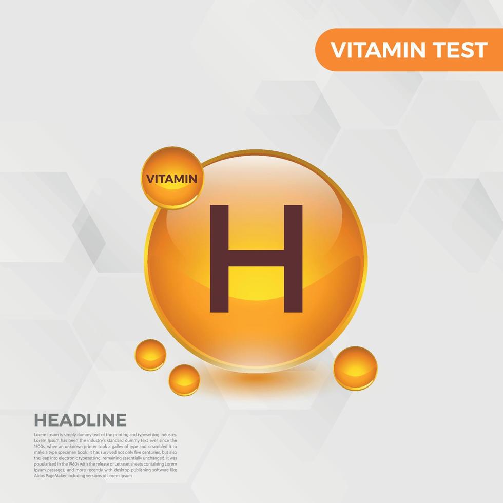 h vitamine icoon logo gouden druppel, complex druppel. medisch achtergrond heide vector illustratie