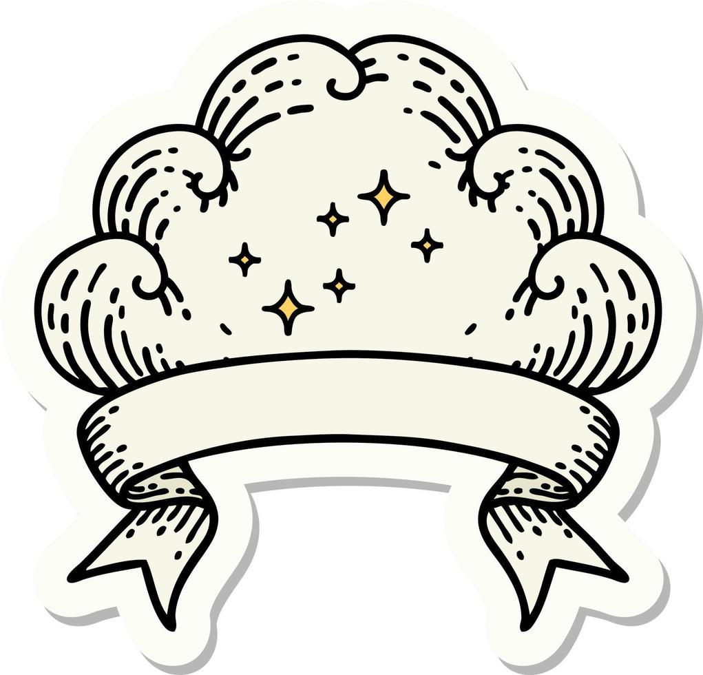 tatoeëren stijl sticker met banier van een wolk vector