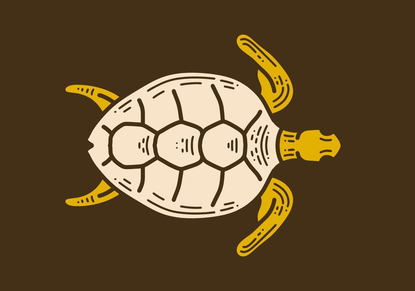 zee schildpad zwemmen retro wijnoogst kunst tekening vector