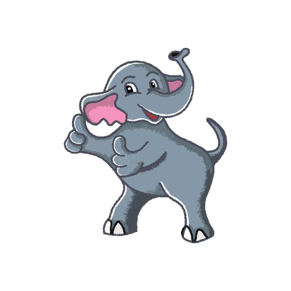 waterverf ontwerp illustratie tekenfilm schattig olifant glimlachen en geven twee duimen omhoog vector