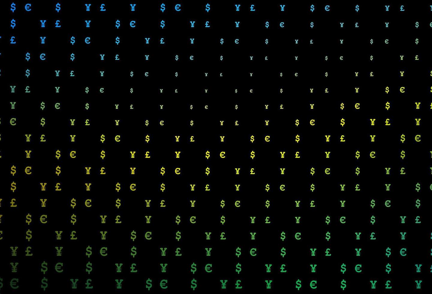 donkerblauw, geel vectorpatroon met eur, usd, gbp, jpy. vector